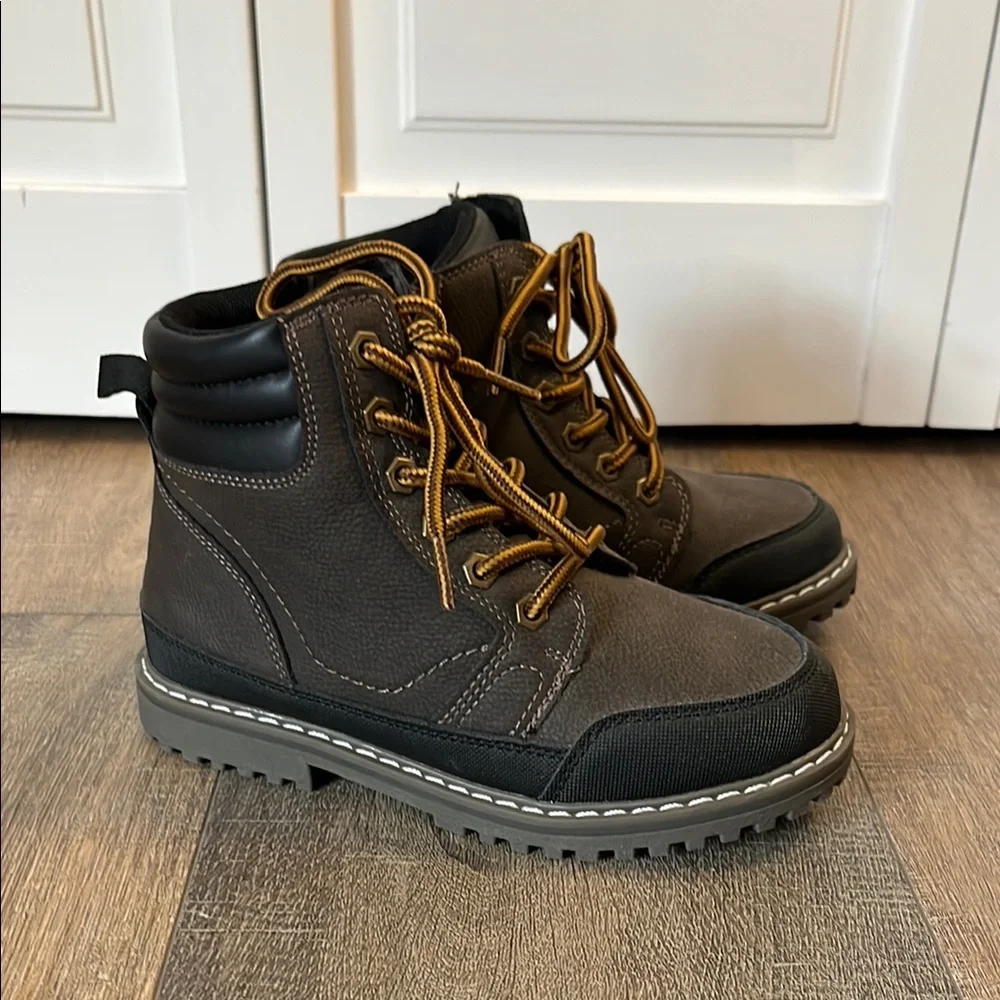 Eddie Bauer Kids Dark Gray and Tan Lace-Up Ankle Boots